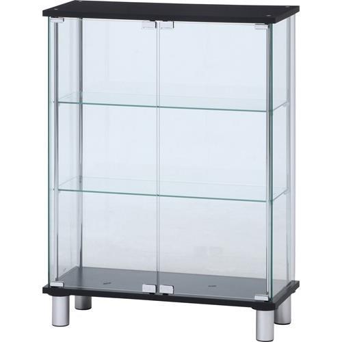不二貿易 【組立品】ガラスディスプレイケース3段 ワイド BK 99486【代引・日時指定・キャンセル不可・北海道沖縄離島配送不可】
