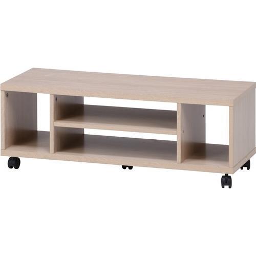 不二貿易  【組立品】キャスター付きＴＶ台 ホワイトオーク 99537【代引・日時指定・キャンセル不可・北海道沖縄離島配送不可】