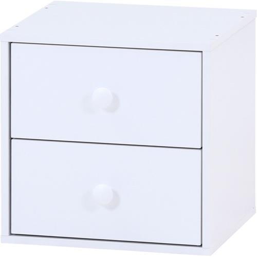 不二貿易 【組立品】キューブボックス 引出2杯 WH 99897【代引・日時指定・キャンセル不可・北海道沖縄離島配送不可】