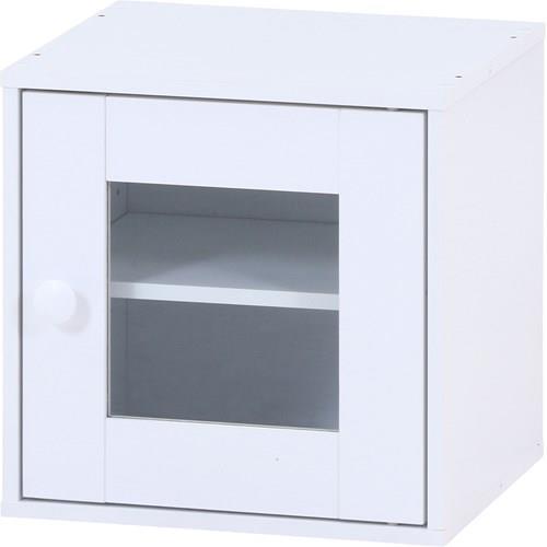 不二貿易 【組立品】キューブボックス ガラス扉 WH 99900【代引・日時指定・キャンセル不可・北海道沖縄離島配送不可】