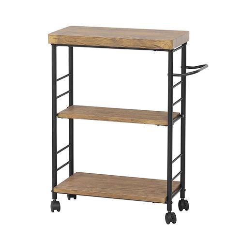 クロシオ 【組立式】 アート3段ワゴン ヴィンテージブラウン