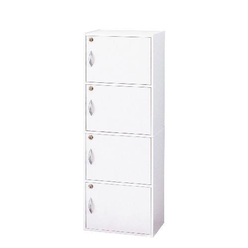 クロシオ 【組立式】39412 鍵付き4段ボックスR ホワイト