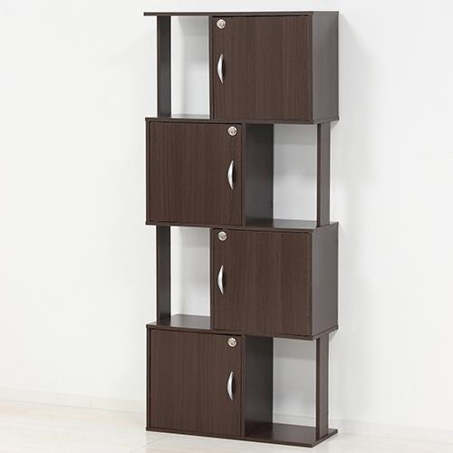 クロシオ 【組立式】 ラック鍵付き4段 ブラウン