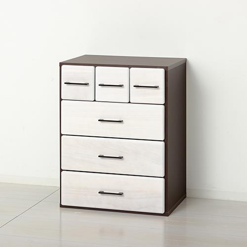 クロシオ 【完成品】 63118 ホワイト 天然木自在チェスト6D