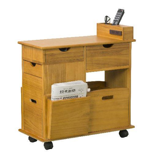 クロシオ 【一部組立】64838 ソファーサイドすっ桐ワゴン