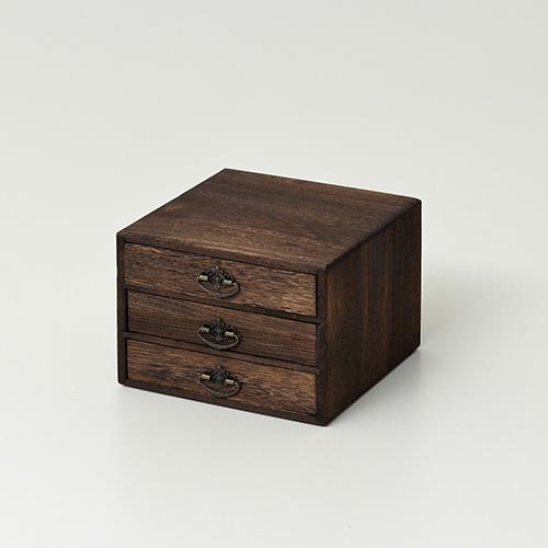 クロシオ 【完成品】64851 焼桐 小引出し3段 ブラウン