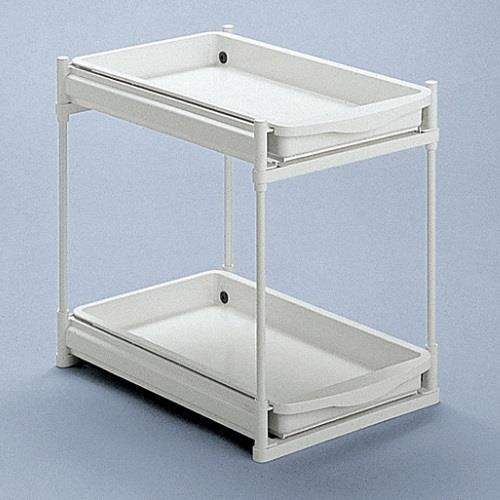 伸晃 SS-302 ホワイト シンク下スライドラック 2段