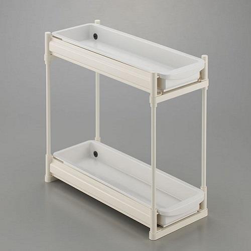 伸晃 SS-304 ホワイト キッチン収納シンク下スライドラック2段 スリム