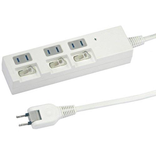 ヤザワ 個別スイッチ付節電タップ 3個口 上挿し 1m Y02BKS331WH ホワイト