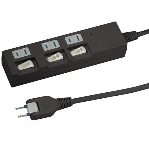 ヤザワ 個別スイッチ付節電タップ 3個口 上挿し 3m Y02BKS333BK ブラック
