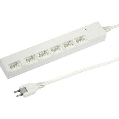 ヤザワ 横差し個別スイッチ付節電タップ 6個口 横挿し 2m Y02YBKS662WH ホワイト