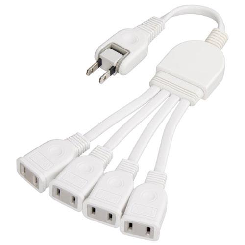 ヤザワ Y02V4002WH ホワイト ACアダプター用4分配延長コード 4個口 横挿し 0.2m