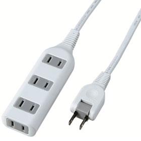 ヤザワ Y02S402WH ホワイト 耐トラ付タップ4個口2m 上挿し3・横挿し1