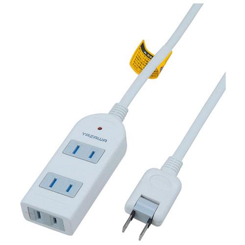 ヤザワ Y02KS302WH ホワイト 雷サージ付延長コード･タップ 3個口 上挿し2･横挿し1 2m