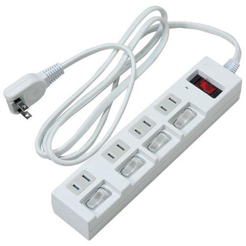 ヤザワ Y02BKS452WH ホワイト 個別集中スイッチ付節電タップ4個口 2m