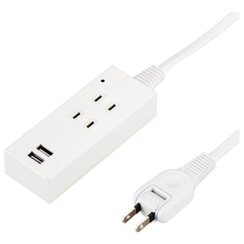 ヤザワ Y02K4015WH2U ホワイト 雷ガード付2AC2USB2.1A 2個口 上挿し 1.5m