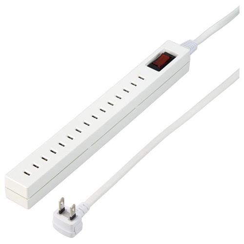 ヤザワ H75115WH2 ホワイト 差し込みフリータップブレーカーSW付 7.5個口 上挿し 1.5m