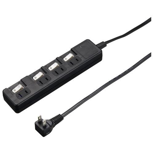 ヤザワ H8KS442BK ブラック 雷ガード付4個口節電タップ 4個口 上挿し 2m