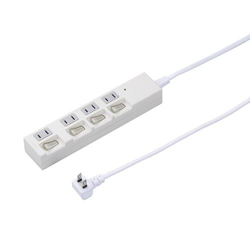 ヤザワ H4BKS442WH ホワイト 雷ガード付4個口節電タップ 2m
