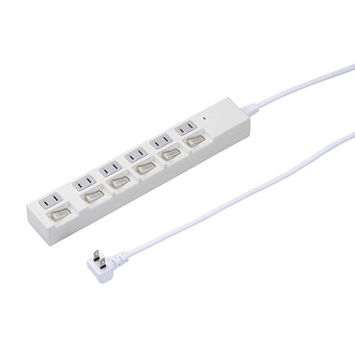 ヤザワ H4BKS662WH ホワイト 雷ガード付6個口節電タップ 2m