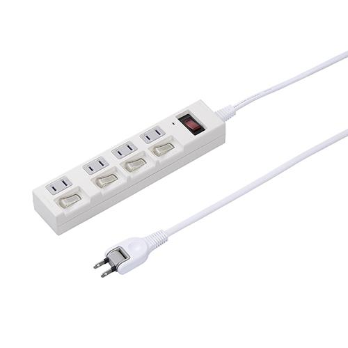 ヤザワ Y02BKS455WH ホワイト 個別集中スイッチ付節電タップ4個口5m