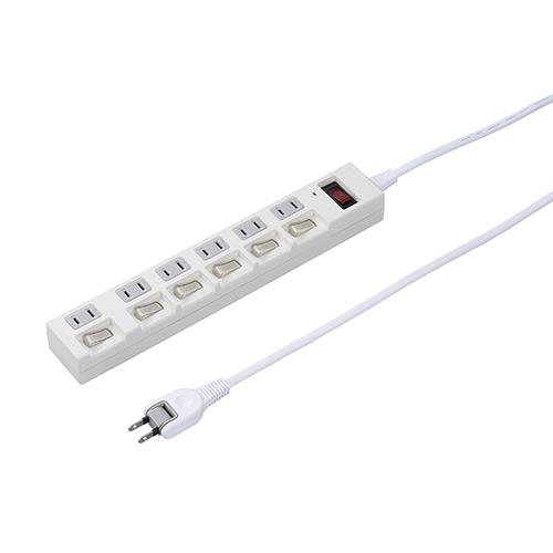 ヤザワ Y02BKS671WH ホワイト 個別集中スイッチ付節電タップ6個口1m