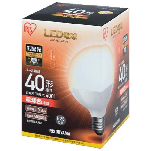 アイリスオーヤマ(Iris Ohyama) LDG4L-G-4V4 LED電球 電球色 E26口金 40W形相当 400lm