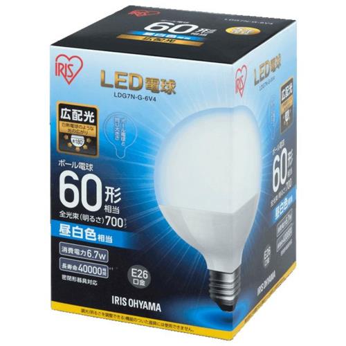 アイリスオーヤマ(Iris Ohyama) LDG7N-G-6V4 LED電球 昼白色 E26口金 60W形相当 700lm