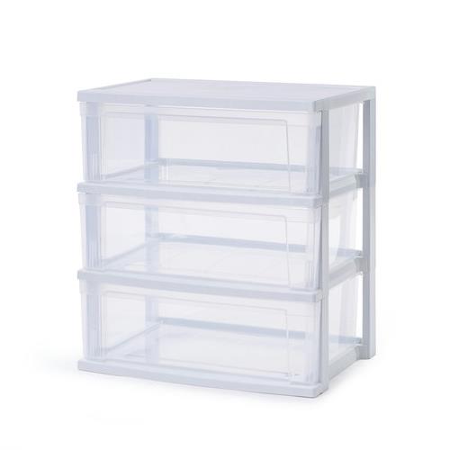 アイリスオーヤマ(Iris Ohyama) NSW-543 ホワイト/クリア ワイドチェスト