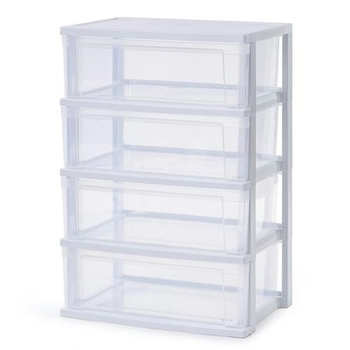 アイリスオーヤマ(Iris Ohyama) NSW-544 ホワイト/クリア ワイドチェスト