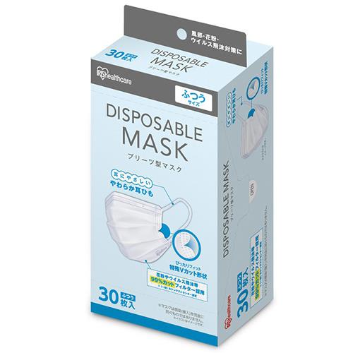 アイリスオーヤマ(Iris Ohyama) 20PN-30PM ホワイト ディスポーザブルプリーツマスク ふつう 30枚入