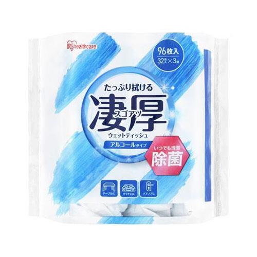 アイリスオーヤマ(Iris Ohyama) 凄厚ウェットティッシュ アルコールタイプ 32枚×3個 WTP-32A3P