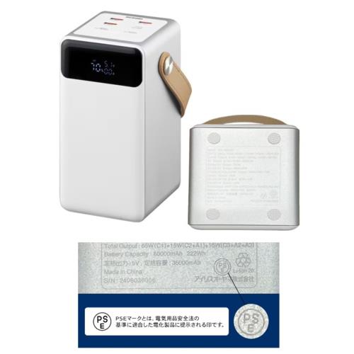 アイリスオーヤマ(Iris Ohyama) IBT-A60100-W バッテリーステーション 60000mAh PSE適合