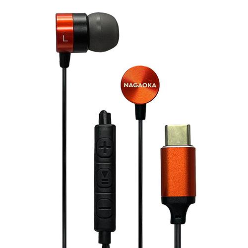 ナガオカ P908MTYPECSRD シャインレッド マイク付きカナル式イヤホン USB-C