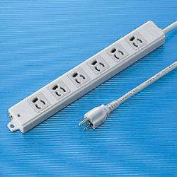 サンワサプライ TAP-KE6-1 工事物件タップ 3ピン6個口 1m