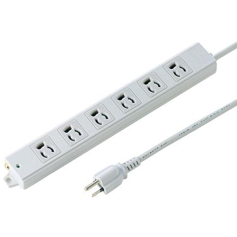 サンワサプライ 工事物件タップ 6個口 上挿し 5m TAP-KE6-5