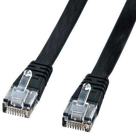 サンワサプライ LA-FL5-02K ブラック UTPエンハンスドカテゴリ5より線フラットケーブル 2m