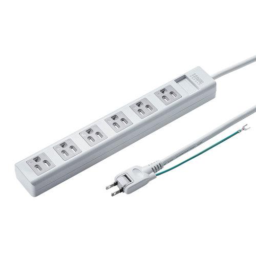 サンワサプライ TAP-SH3650MG ホワイト シャッター電源タップ 6個口 5m