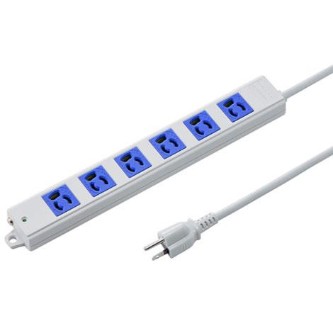 サンワサプライ 工事物件タップ 6個口 上挿し 3m TAP-K6-3BL ブルー