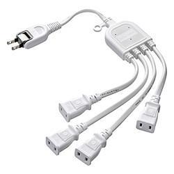 サンワサプライ TAP-EX4WN ホワイト ACアダプタ専用電源延長コード 2P 4分岐