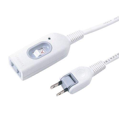 サンワサプライ 中間スイッチ付延長コード 2P・1個口 横挿し 2m TAP-B7-2N ホワイト