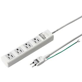 サンワサプライ 電源タップ 4個口 上挿し 5m TAP-N3450SWN