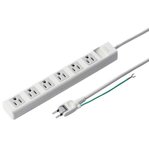 サンワサプライ 電源タップ 6個口 上挿し 2.5m TAP-N3625MGN ホワイト