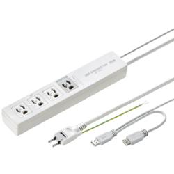 サンワサプライ TAP-RE34U-5 ホワイト パソコン連動タップ 4個口 5m