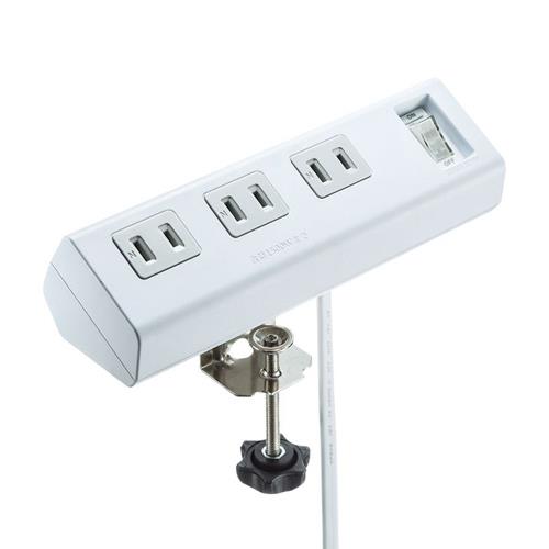 サンワサプライ TAP-B53W 便利タップ クランプ固定式