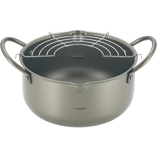 タマハシ IYE-6514 特厚深型天ぷら鍋 20cm アミ付