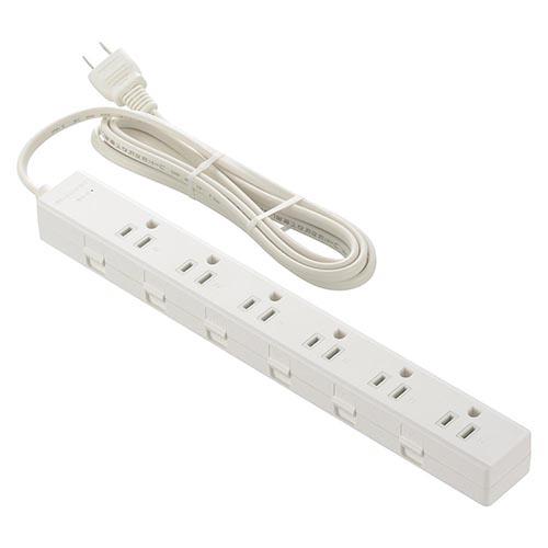 オーム電機(OHM) HSTKML623P25W 雷ガード付きタップ 6個口 2m 白