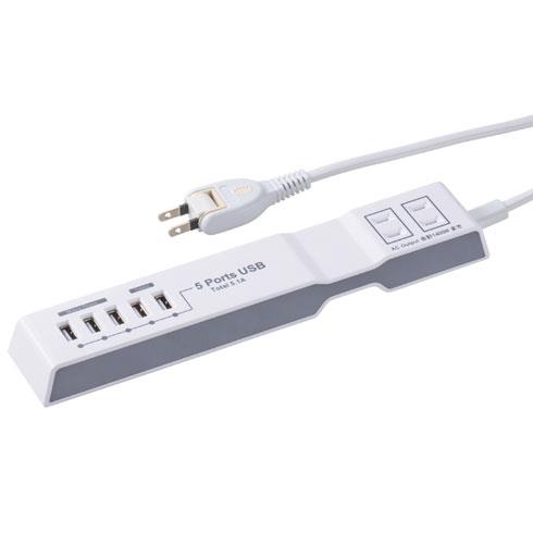 オーム電機(OHM) 00-1258 電源タップ モバイル充電 2個口 上挿し 1.5m HS-T215UD3-W