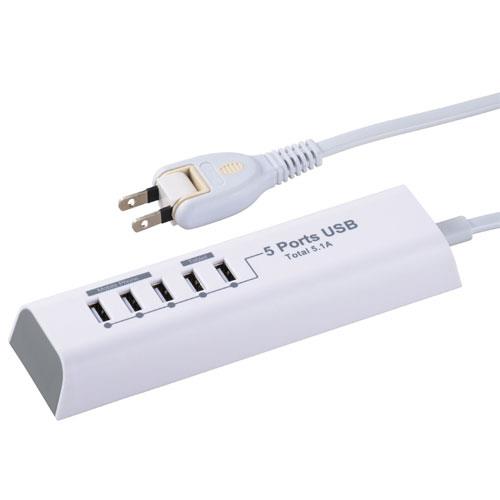 オーム電機(OHM) モバイル充電タップ 1.5m SMP-U55D3-W