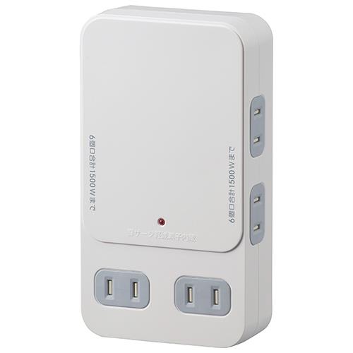 オーム電機(OHM) HS-AK6B-W 増設用壁タップ 6個口 00-1403